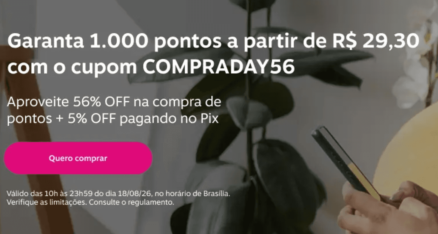 Compre pontos Livelo por até R$29,30/milheiro