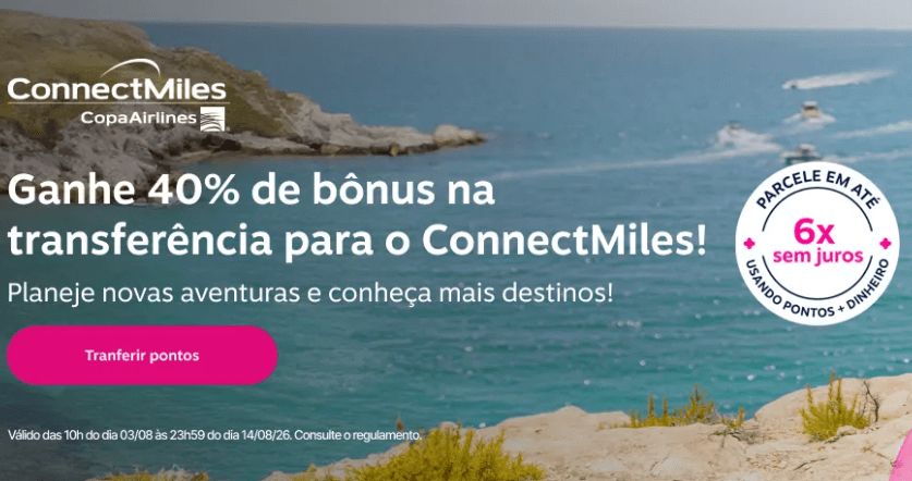 Transfira seus pontos Livelo para ConnectMiles com 40% de bônus!