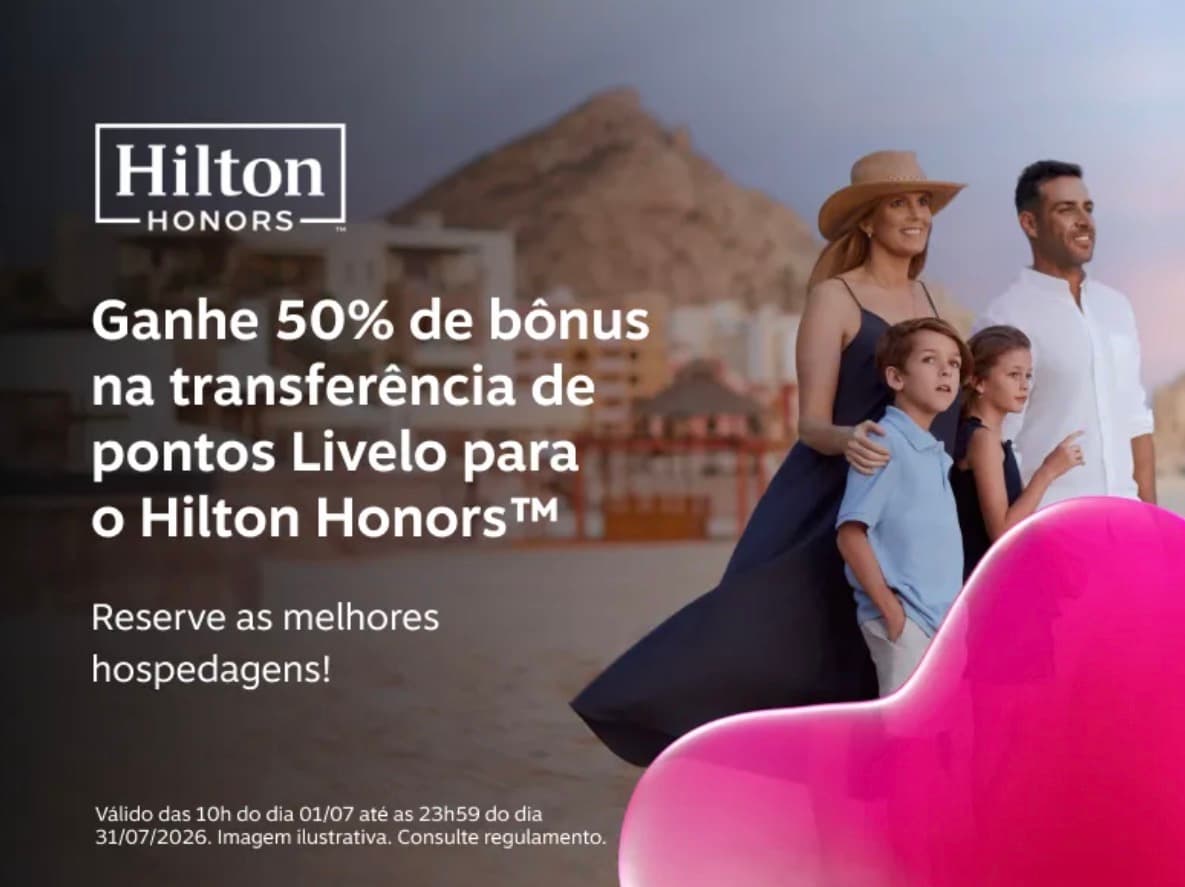 Transfira seus pontos Livelo para Hilton Honors com 50% de bônus