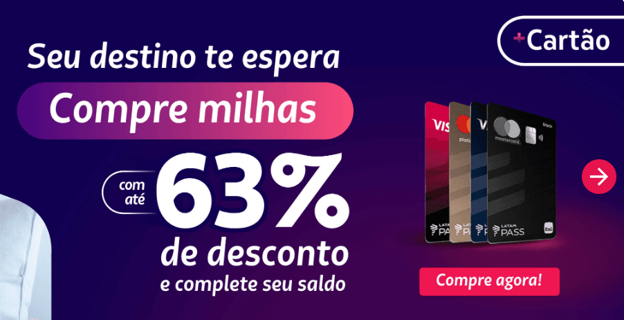 Compre pontos LATAM Pass por até R$25,90/milheiro