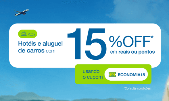 Reserve hotéis e aluguel de carros com milhas e 15% de desconto