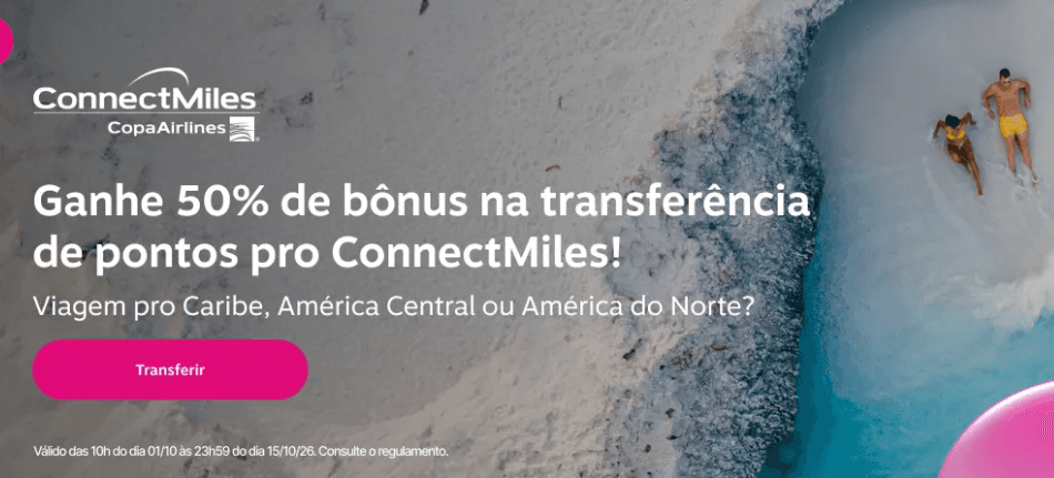 Transfira pontos Livelo para ConnectMiles com 50% de bônus!