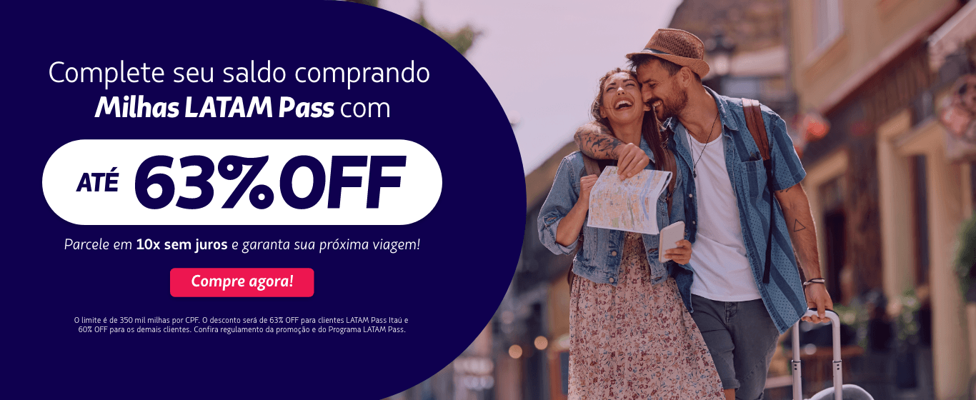 Compre pontos LATAM Pass a R$25,90 o milheiro