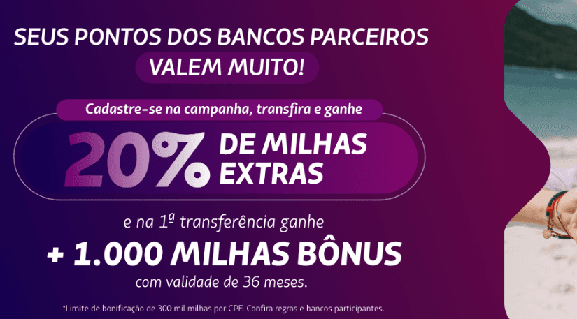 Transfira seus pontos dos bancos para Latam com 20% de bônus