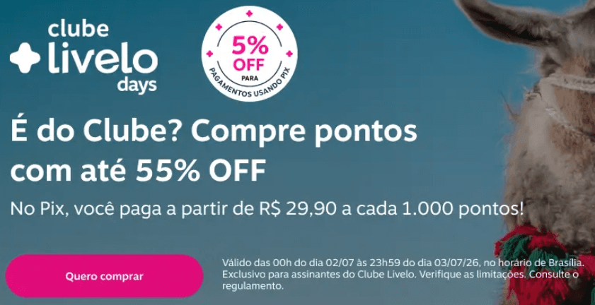 Compre pontos Livelo com até 60% de desconto