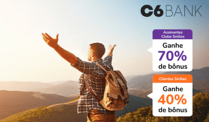 Transfira seus pontos C6 Átomos para Smiles com até 70% de bônus