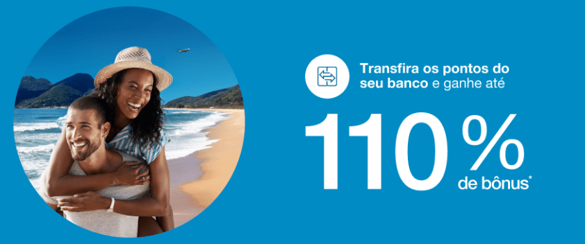 Transfira pontos dos bancos para Azul com até 110% de bônus