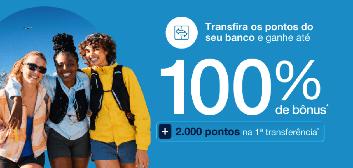 Transfira pontos dos bancos parceiros para Azul com até 100% de bônus