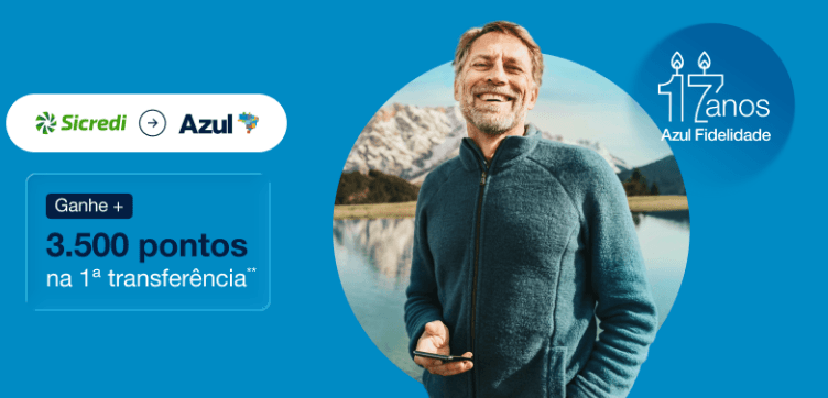 Transfira seus pontos do Sicredi para Azul com até 120% de bônus