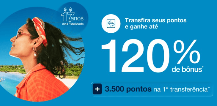 Transfira seus pontos Loop para Azul com até 120% de bônus