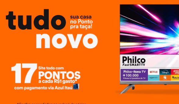 Tudo Azul oferece até 17 pontos por real em produtos da Ponto Frio.