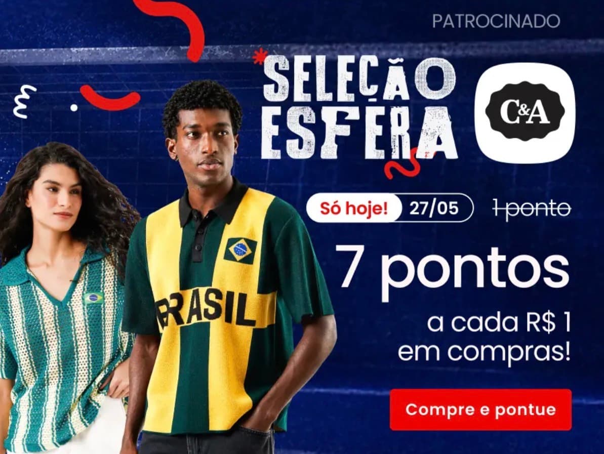 Compre roupas da C&A e acumule 7 pontos por real na Esfera