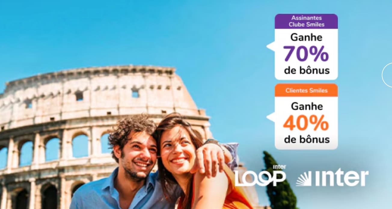 Ganhe até 70% de bônus na transferência de pontos Loop para Smiles